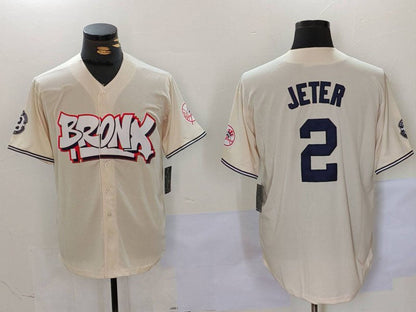 NY.Yankees #2 Derek Jeter Player Cream Limited Stitched Baseball Jerseys