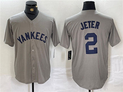 NY.Yankees #2 Derek Jeter Player Gray Cool Base Stitched Baseball Jerseys