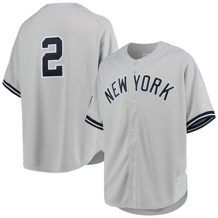 NY.Yankees #2 Derek Jeter Player 1998 Cooperstown Collection Road Authentic Jersey - Gray Stitches Baseball Jerseys