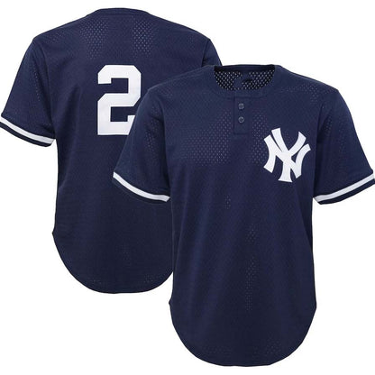 NY.Yankees #2 Derek Jeter Player Cooperstown Collection Mesh Batting Practice Jersey - Navy Stitches Baseball Jerseys