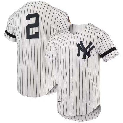 NY.Yankees #2 Mitchell & Ness Cooperstown Collection 1996 Authentic Player Jersey - White Stitches Baseball Jerseys