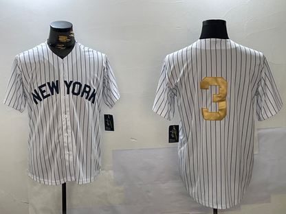 NY.Yankees #3 Babe Ruth White Pinstripe Fashion Cool Base Stitched Baseball Jerseys Player Jersey