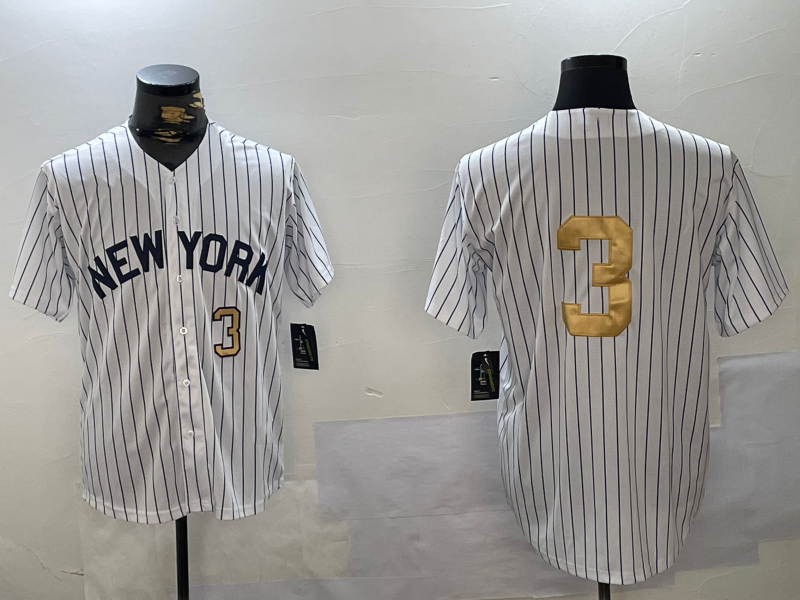 NY.Yankees #3 Babe Ruth Player White Jersey Pinstripe Fashion Cool Base Stitched Baseball Jerseys