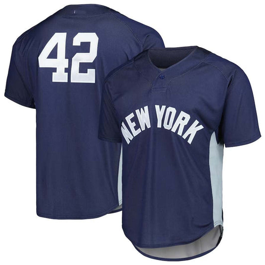 NY.Yankees #42 Mariano Rivera Player Cooperstown Collection 2009 Batting Practice Jersey - Navy Stitches Baseball Jerseys