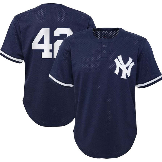 NY.Yankees #42 Mariano Rivera Player Cooperstown Collection Mesh Batting Practice Jersey - Navy Stitches Baseball Jerseys