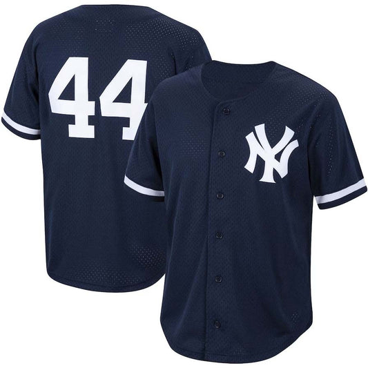 NY.Yankees #44 Reggie Jackson Player Cooperstown Collection Mesh Batting Practice Button-Up Jersey - Navy Stitches Baseball Jerseys