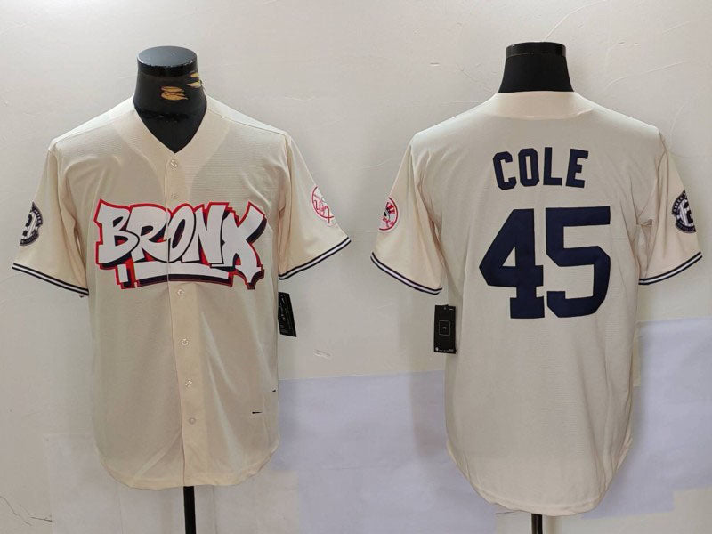 NY.Yankees #45 Gerrit Cole Player Game Jersey Cream Limited Stitched Baseball Jerseys