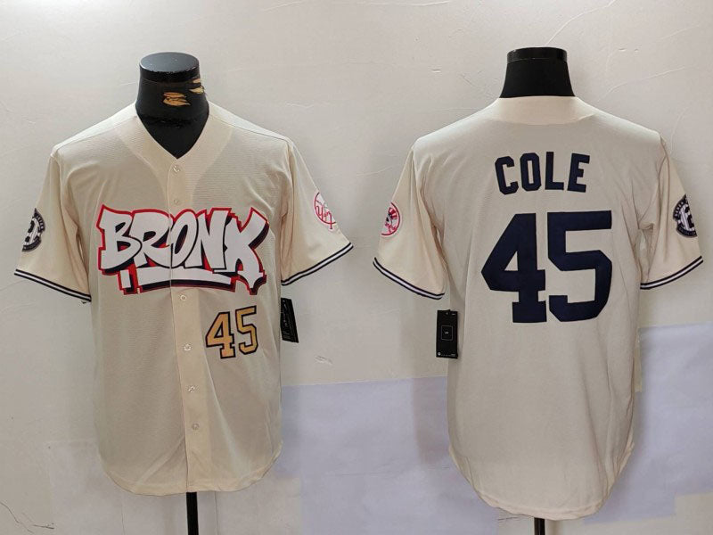 NY.Yankees #45 Gerrit Cole Cream Limited Stitched Baseball Jerseys Player Jersey