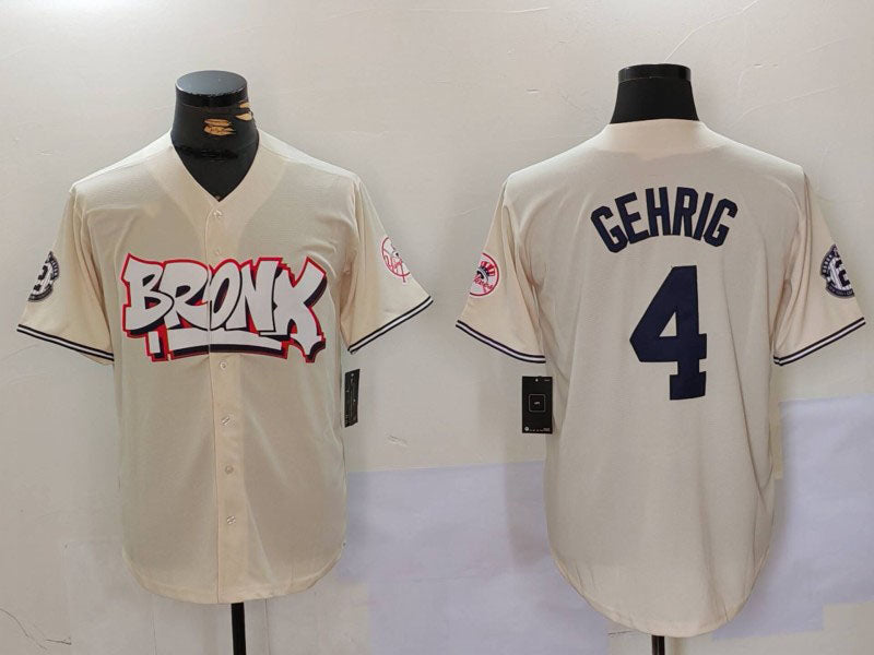 NY.Yankees #4 Lou Gehrig Player Jersey Cream Limited Stitched Baseball Jerseys