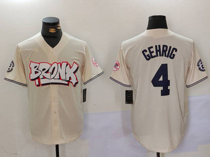 NY.Yankees #4 Lou Gehrig Player Jersey Cream Limited Stitched Baseball Jerseys