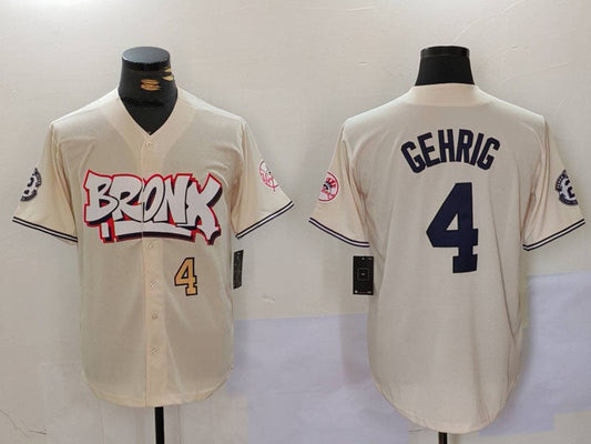 NY.Yankees #4 Lou Gehrig Cream Limited Stitched Baseball Jerseys Player Jersey