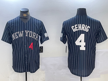 NY.Yankees #4 Lou Gehrig Player Game Jersey Navy Pinstripe Fashion Cool Base Baseball Jerseys