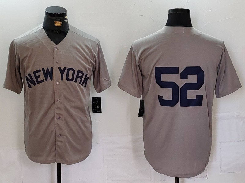 NY.Yankees #52 CC Sabathia Player Jersey Grey Cool Base Stitched Baseball Jerseys