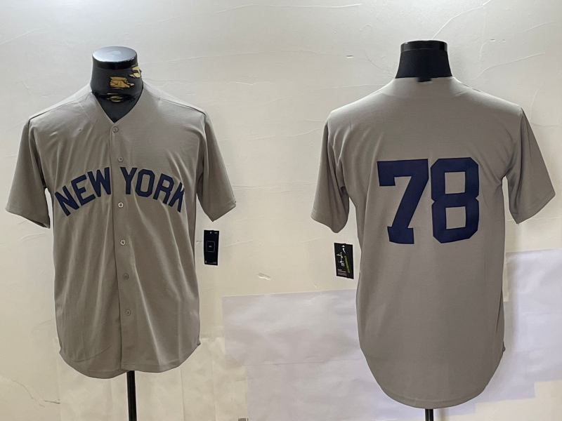 NY.Yankees #78 Kellin Deglan Player Grey Field of Dreams Cool Base Stitched Baseball Jerseys