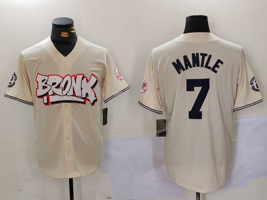 NY.Yankees #7 Mickey Mantle Cream Limited Stitched Baseball Jerseys Player Jersey