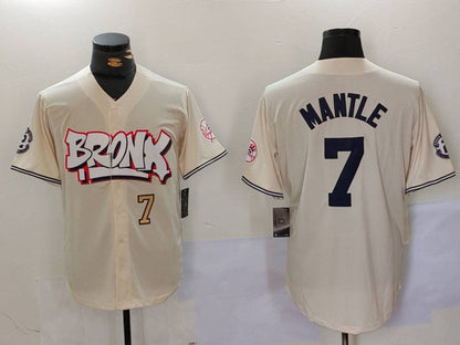 NY.Yankees #7 Mickey Mantle Player Game Jersey Cream Limited Stitched Baseball Jerseys