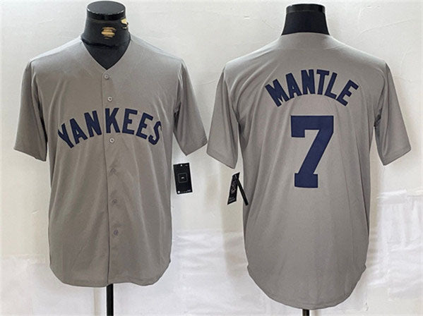 NY.Yankees #7 Mickey Mantle Player Gray Cool Base Stitched Baseball Jerseys