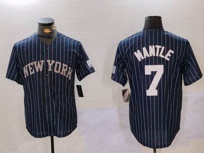 NY.Yankees #7 Mickey Mantle Player Game Jersey Navy Pinstripe Fashion Cool Base Baseball Jerseys