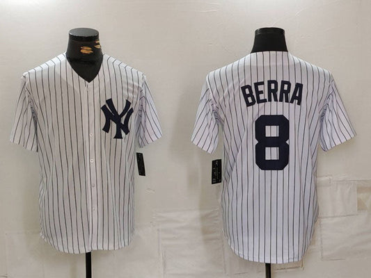 NY.Yankees #8 Yogi Berra Player Jersey White Stitched Cool Base Throwback Baseball Jerseys