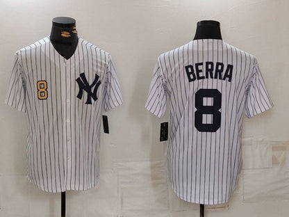 NY.Yankees #8 Yogi Berra White Stitched Cool Base Throwback Baseball Jerseys Player Jersey