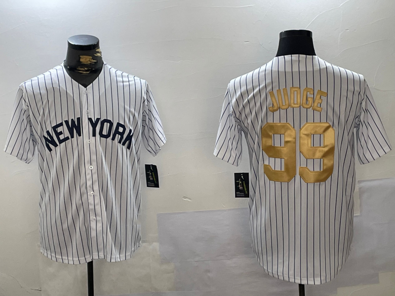 NY.Yankees #99 Aaron Judge Player White Pinstripe Fashion Cool Base Stitched Baseball Jersey