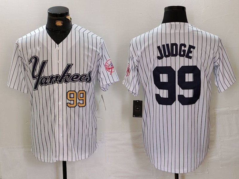 NY.Yankees #99 Aaron Judge Player White Pinstripe Fashion Cool Base Baseball Jerseys