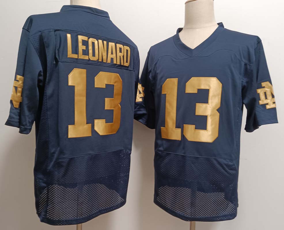 N.Dame Fighting Irish #13 Riley Leonard Player Navy Stitched American College Jerseys