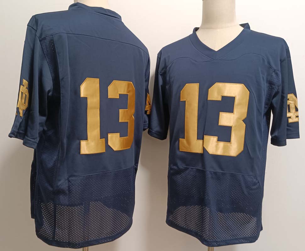 N.Dame Fighting Irish #13 Riley Leonard Player Navy Blue Stitched American College Jerseys