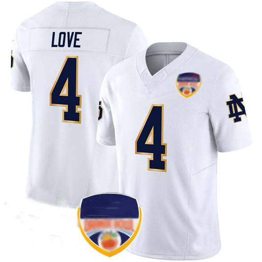 N.Dame Fighting Irish #4 Jeremiyah Love Player White Limited Stitched Football  American College Jerseys