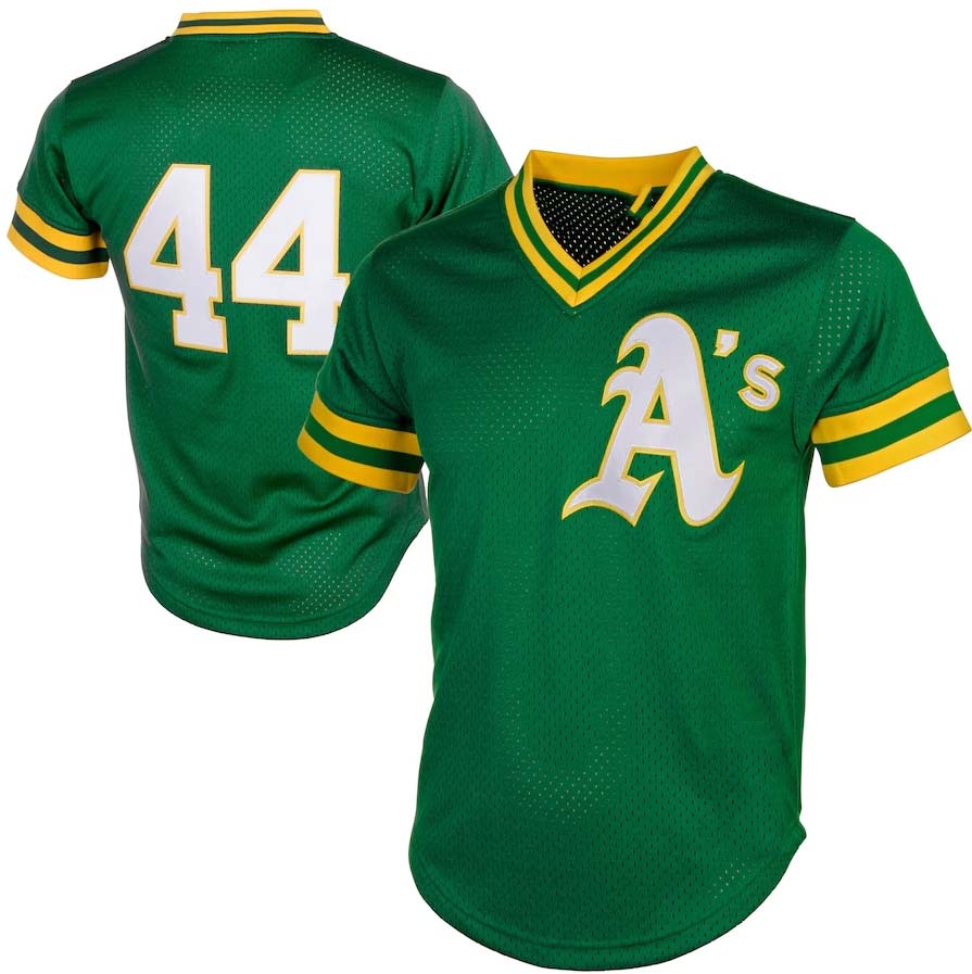 O.Athletics #44 Reggie Jackson Player Cooperstown Mesh Batting Practice Jersey - Green Baseball Jerseys