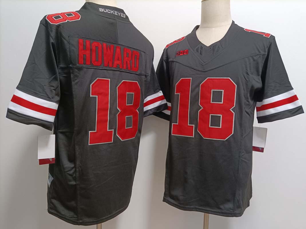 O.State Buckeyes #18 Will Howard Player Game Jersey Black FUSE Stitched American College Jerseys