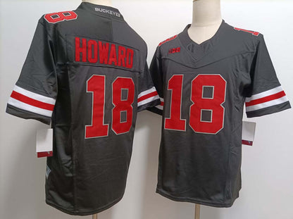 O.State Buckeyes #18 Will Howard Player Game Jersey Black FUSE Stitched American College Jerseys