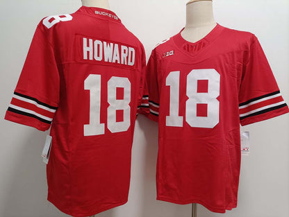 O.State Buckeyes #18 Will Howard Player Game Jersey Red FUSE Stitched American College Jerseys