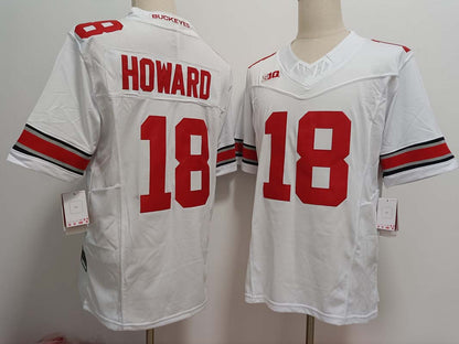 O.State Buckeyes #18 Will Howard Player Game Jersey White FUSE Stitched American College Jerseys