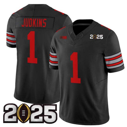 O.State Buckeyes #1 Quinshon Judkins Player Black 2025 CFP Final Patch F.U.S.E. Vapor Limited Stitched Football American College Jerseys