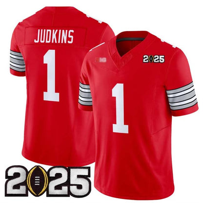 O.State Buckeyes #1 Quinshon Judkins Player Red 2025 CFP Final Patch F.U.S.E. Vapor Limited Stitched Football American College Jerseys