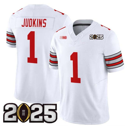 O.State Buckeyes #1 Quinshon Judkins Player White 2025 CFP Final Patch F.U.S.E. Vapor Limited Stitched Football American College Jerseys