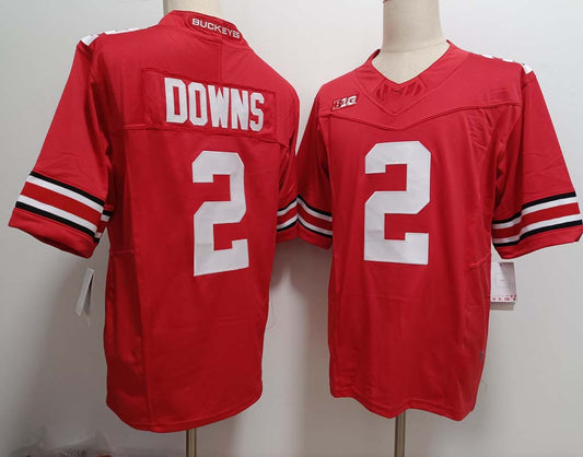 O.State Buckeyes #2 Caleb Downs Player Red FUSE Football Stitched American College Jerseys