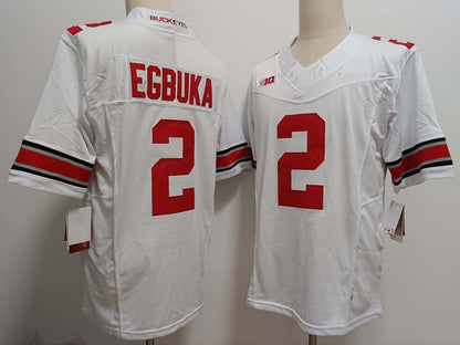 O.State Buckeyes #2 Emeka Egbuka Player White FUSE Football Stitched American College Jerseys