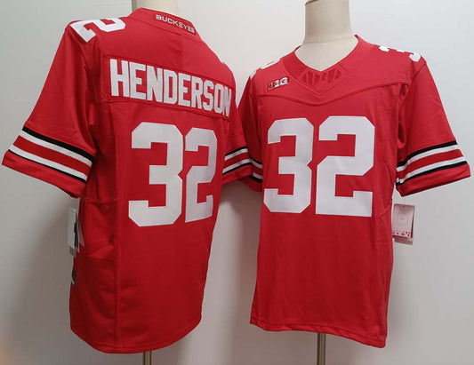 O.State Buckeyes #32 TreVeyon Henderson Player Game Jersey Red FUSE Stitched American College Jerseys