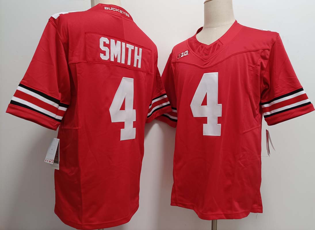 O.State Buckeyes #4 Jeremiah Smith Player Red FUSE Football Stitched American College Jerseys