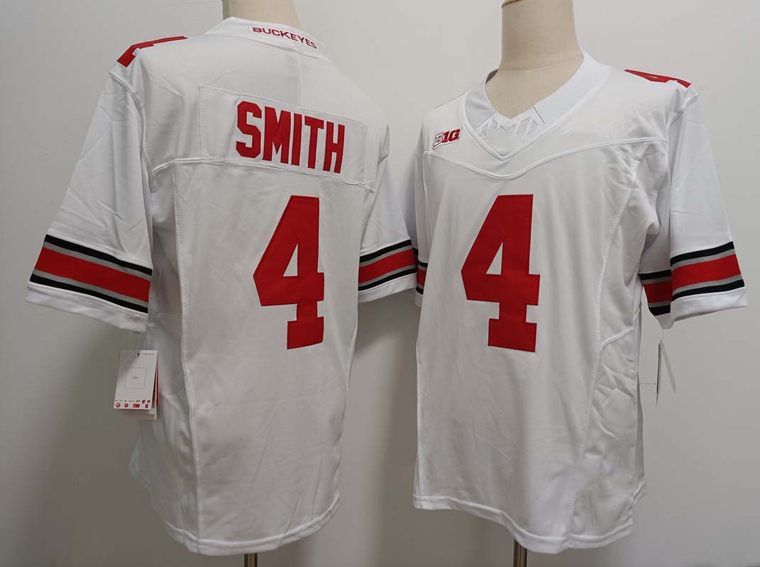 O.State Buckeyes #4 Jeremiah Smith Player White FUSE Stitched American College Jerseys