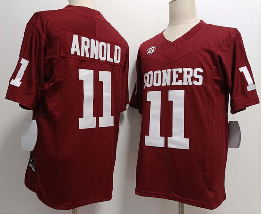 O.Sooners #11 Jackson Arnold Player Game Jersey Red FUSE  Stitched American College Jerseys