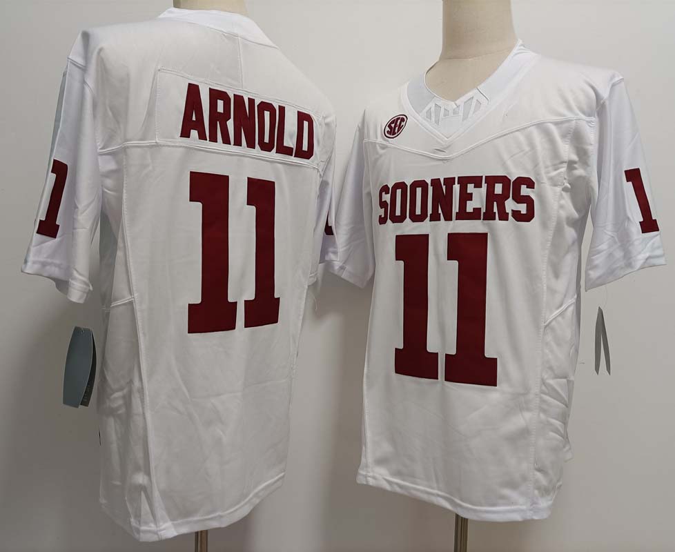 O.Sooners #11 Jackson Arnold Player Game Jersey White FUSE Stitched American College Jerseys