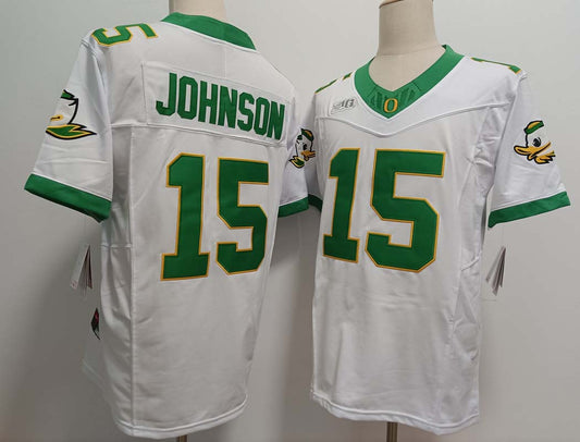 O.Ducks #15 Tez Johnson Player White FUSE Football Stitched American College Jerseys