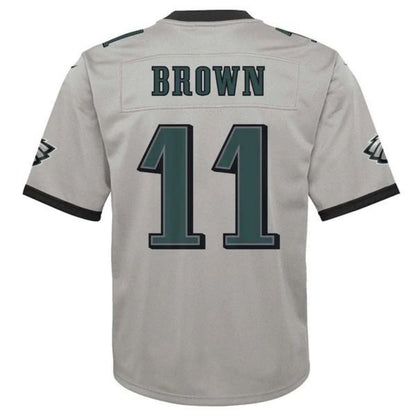 P.Eagles #11 A.J. Brown Player Silver Inverted Game Jersey Stitched American Football Jerseys