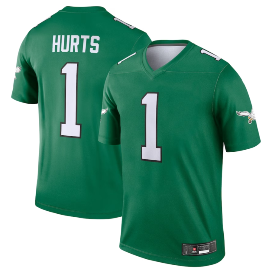 P.Eagles #1 Jalen Hurts Green Alternate Legend Player Jersey Stitched American Football Jerseys