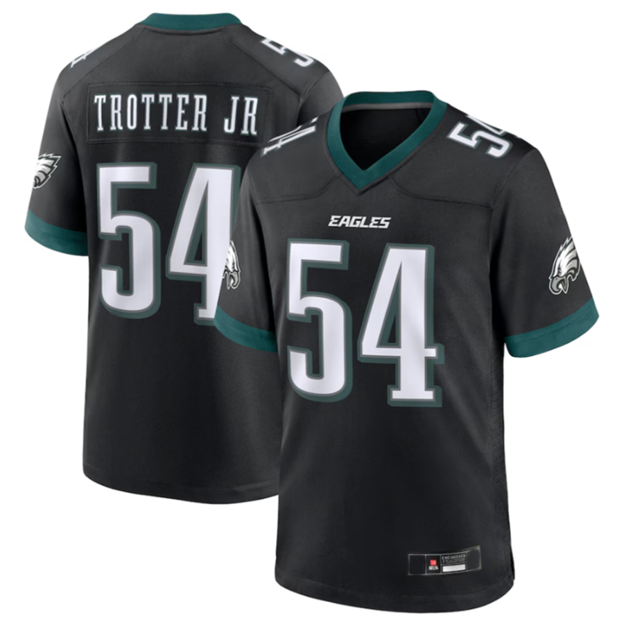 P.Eagles #54 Jeremiah Trotter Jr. Black Alternate Player Game Jersey -Stitched American Football Jerseys