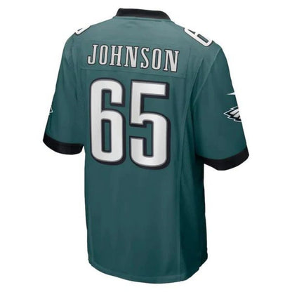 P.Eagles #65 Lane Johnson Player Midnight Green Game Jersey Stitched American Football Jerseys