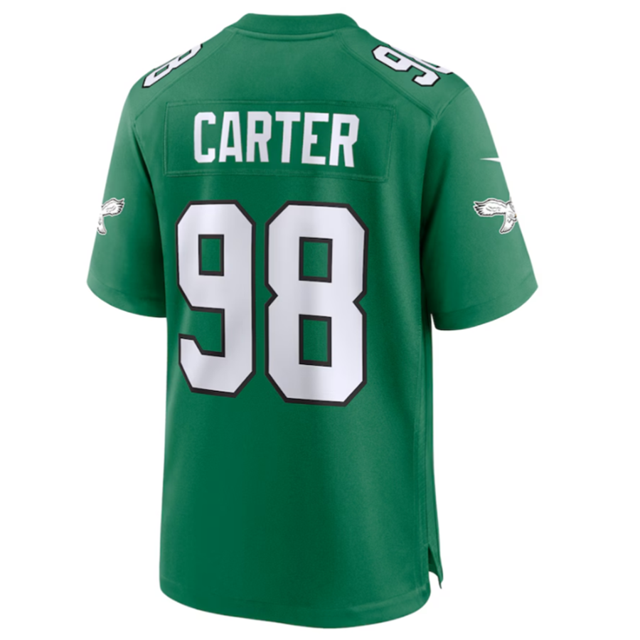 P.Eagles #98 Jalen Carter Player Green Alternate Game Jersey Stitched American Football Jerseys